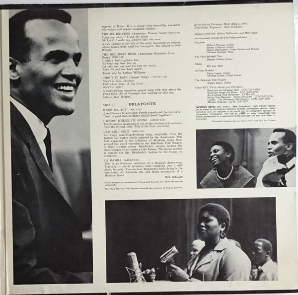 Harry Belafonte With Odetta ~ Miriam Makeba ~ The Chad Mitchell Trio ~ The Belafonte Folk Singers : Belafonte Returns To Carnegie Hall (2xLP, Album, Gat)