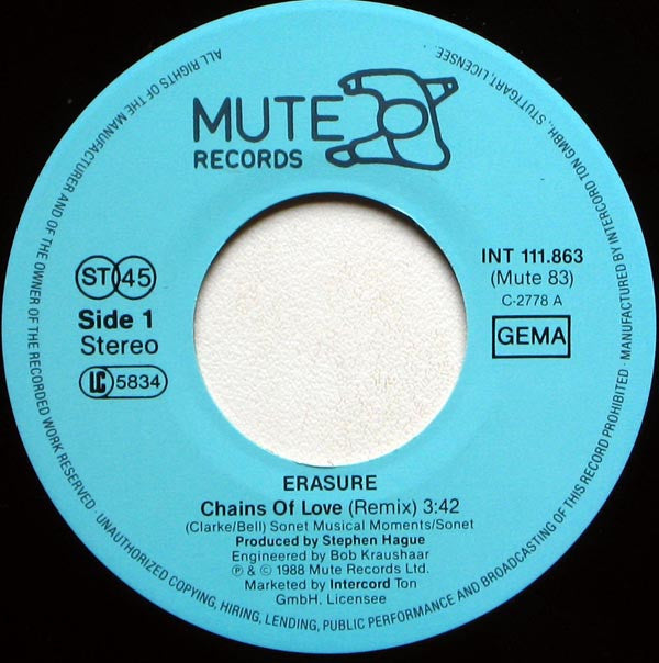 Erasure : Chains Of Love (7", Single)
