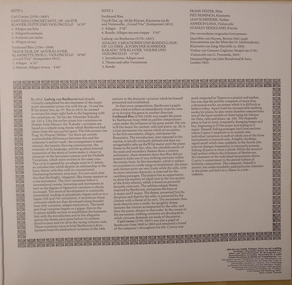 Carl Czerny · Ferdinand Ries · Ludwig van Beethoven : Kammermusik Auf Originalinstrumenten (LP, RE)