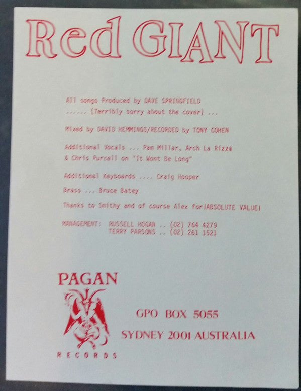 Red Giant (3) : Red Giant (12", MiniAlbum)