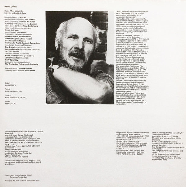 Theo Loevendie, Amsterdam Philharmonic Orchestra : Naima (2xLP, Album)