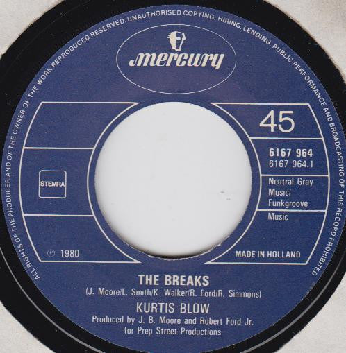 Kurtis Blow : The Breaks Part 1 / The Breaks Part 2 (7", Single)