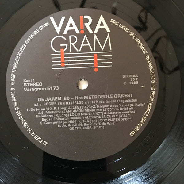 Various : Wie In 't Nederlands Wil Zingen, De Jaren '80 (LP)