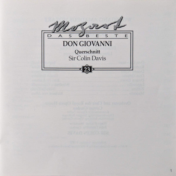 Wolfgang Amadeus Mozart, Sir Colin Davis : Don Giovanni (Querschnitt) (CD, Comp, RM)