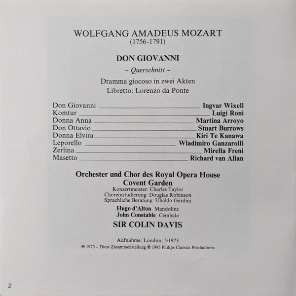 Wolfgang Amadeus Mozart, Sir Colin Davis : Don Giovanni (Querschnitt) (CD, Comp, RM)