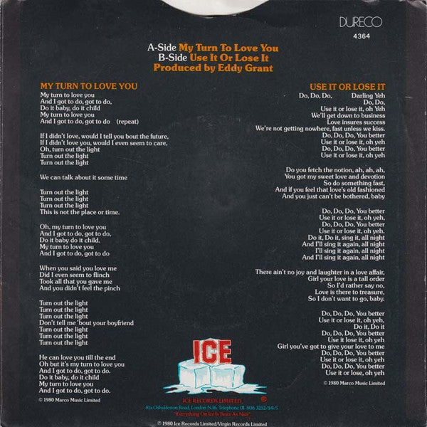 Eddy Grant : My Turn To Love You (7")