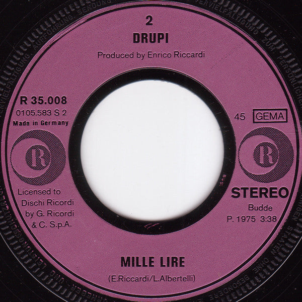 Drupi (2) : Sereno È... / Mille Lire (7", Single)