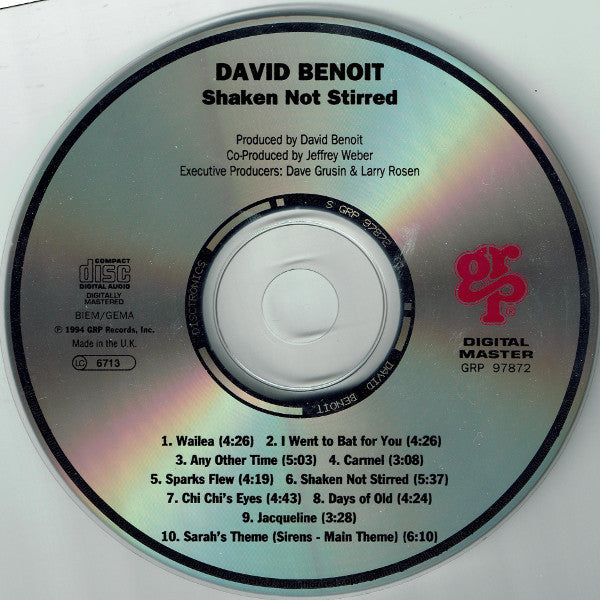David Benoit : Shaken Not Stirred (CD, Album)