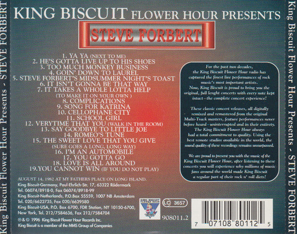 Steve Forbert : King Biscuit Flower Hour Presents - Steve Forbert (CD, Album)