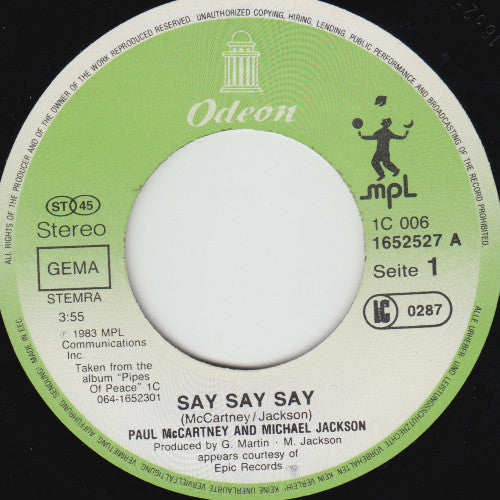 Paul McCartney & Michael Jackson : Say Say Say (7", Single)