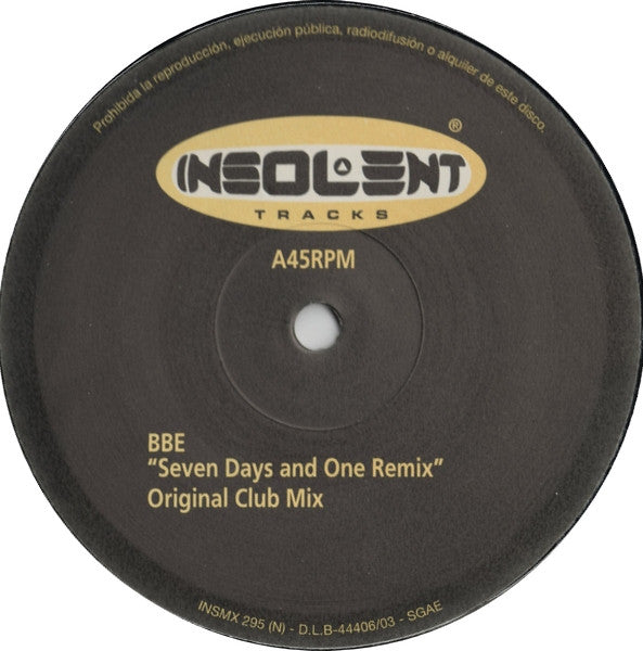 B.B.E. : Seven Days And One Remix (12", Com)
