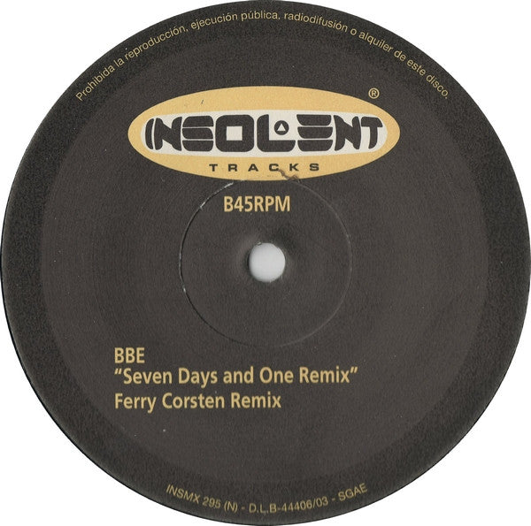 B.B.E. : Seven Days And One Remix (12", Com)