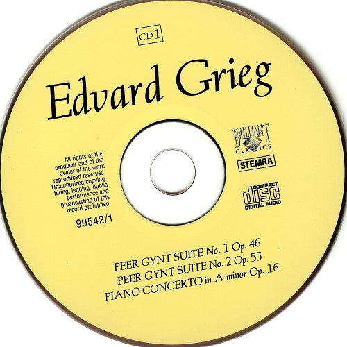 Edvard Grieg : Peer Gynt - Piano Concerto - Symphonic Dances - Sigurd Jorsalfur - Lyric Suite (2xCD, Album)