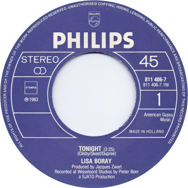 Lisa Boray : Tonight (7", Single)