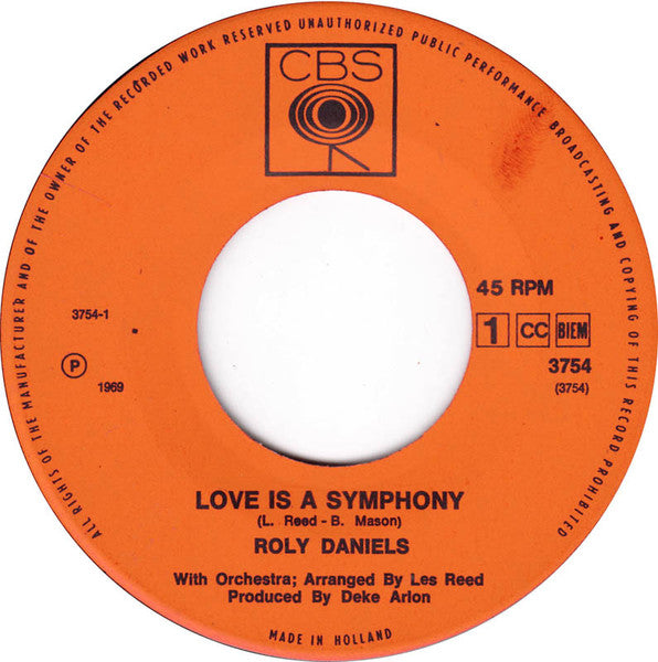 Roly Daniels : Love Is A Symphony (7", Single)