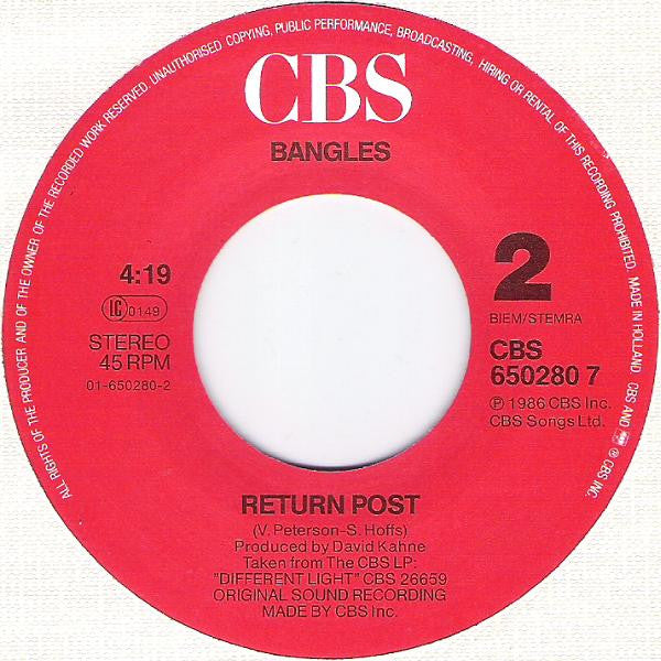 Bangles : Walking Down Your Street (7", Single)