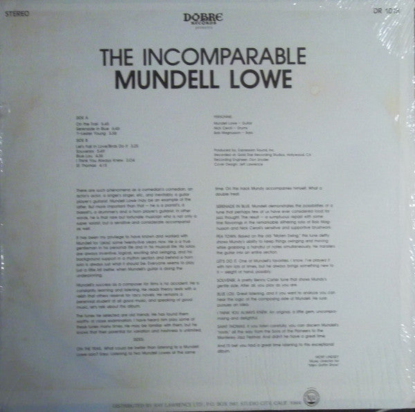 Mundell Lowe : The Incomparable (LP, Album)