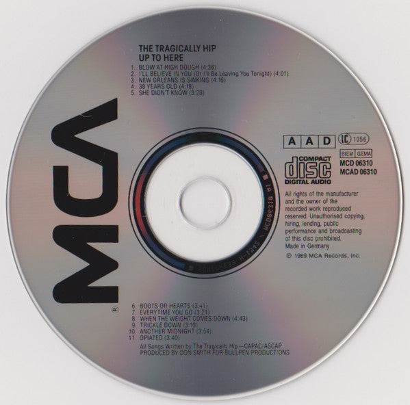 The Tragically Hip : Up To Here (CD, Album)
