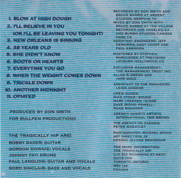 The Tragically Hip : Up To Here (CD, Album)