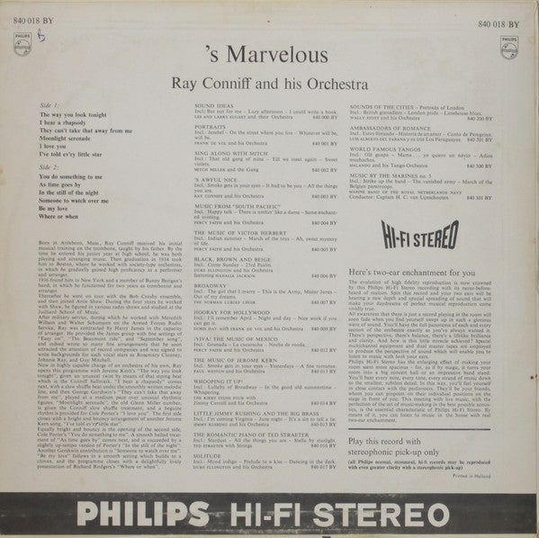 Ray Conniff & His Orchestra : 'S Marvelous (LP, Album)