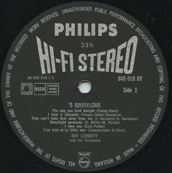 Ray Conniff & His Orchestra : 'S Marvelous (LP, Album)