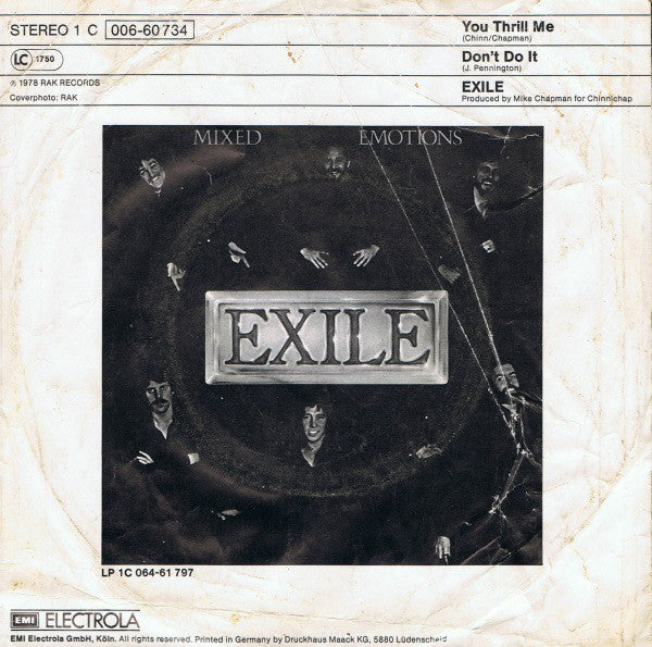 Exile (7) : You Thrill Me (7", Single)