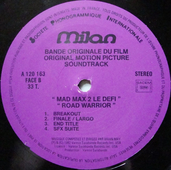 Brian May (2) : Mad Max 2, Le Defi (Bande Originale Du Film) (LP)