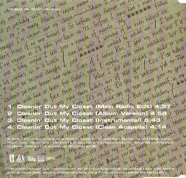 Eminem : Cleanin' Out My Closet (CD, Single, Promo)
