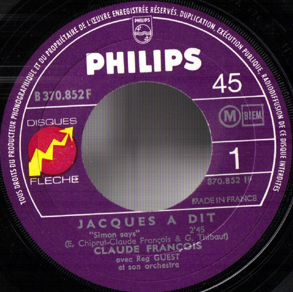 Claude François : Jacques A Dit / Aussi Loin (7", Single)
