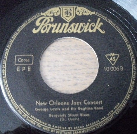 George Lewis' Ragtime Band : New Orleans Jazz Concert (7", EP)
