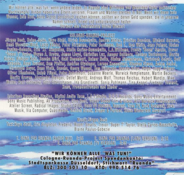 Cologne Ruanda Project : Song For Ruanda (CD, Maxi)