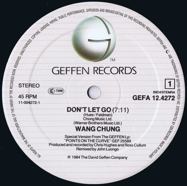 Wang Chung : Don't Let Go (Special Version) / Ornamental Elephant (12", Maxi)