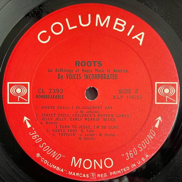 Voices, Incorporated : Roots: An Anthology Of Negro Music In America (LP, Album, Mono)