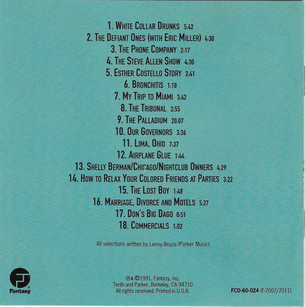 Lenny Bruce : The Lenny Bruce Originals Volume 2 (CD, Comp, RM)