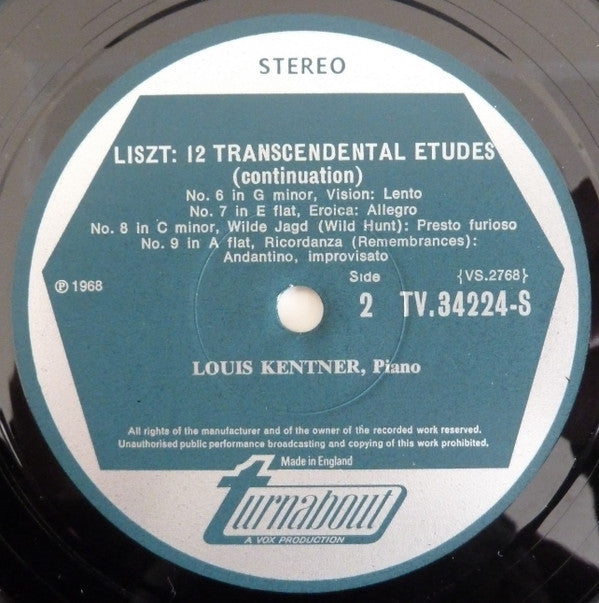 Franz Liszt, Louis Kentner : Liszt Piano Music Volume 1 (LP, Album)