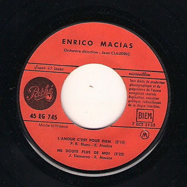 Enrico Macias : L'amour, C'est Pour Rien (7", EP)