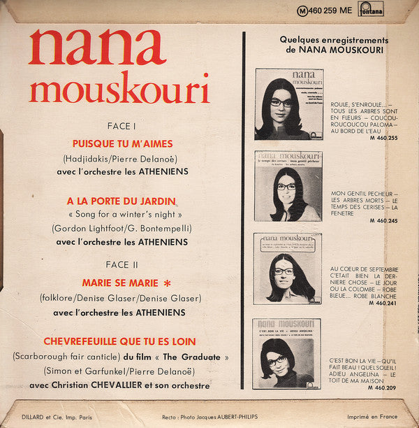 Nana Mouskouri : Puisque Tu M'aimes (7", EP)