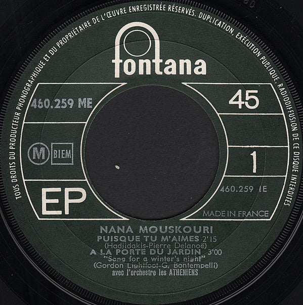 Nana Mouskouri : Puisque Tu M'aimes (7", EP)