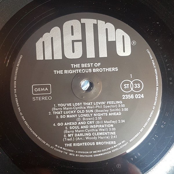 The Righteous Brothers : The Best Of The Righteous Brothers (LP, Comp)