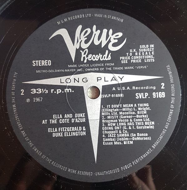 Ella Fitzgerald / Duke Ellington : Ella & Duke At The Côte D'Azur (LP, Album, Sin)