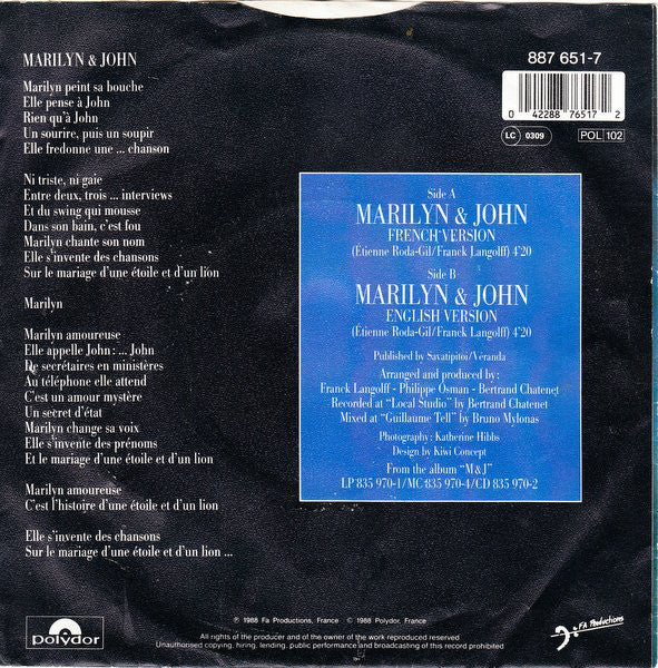 Vanessa Paradis : Marilyn & John (7", Single)