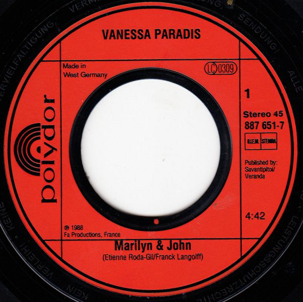 Vanessa Paradis : Marilyn & John (7", Single)