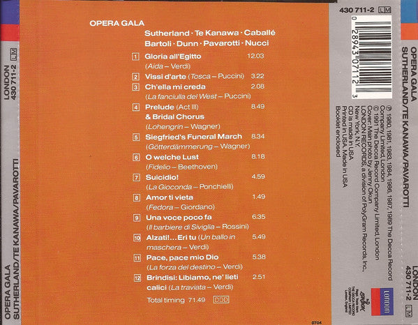Joan Sutherland, Kiri Te Kanawa, Montserrat Caballé, Cecilia Bartoli, Susan Dunn, Luciano Pavarotti, Leo Nucci : Opera Gala (CD, Comp)