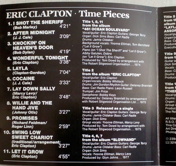 Eric Clapton : Time Pieces (The Best Of Eric Clapton) (CD, Comp, RE)