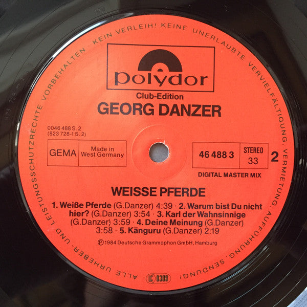 Georg Danzer : Weisse Pferde (LP, Album, Club)