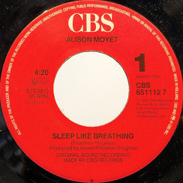 Alison Moyet With David Freeman : Sleep Like Breathing (7", Single)