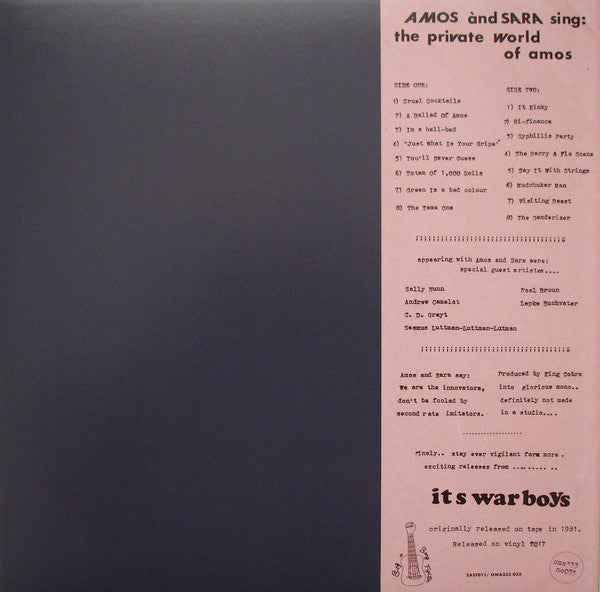 Amos & Sara : Amos And Sara Sing The Private World Of Amos (LP, Ltd, RE)