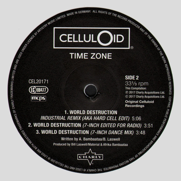 Time Zone Featuring John Lydon And Afrika Bambaataa : World Destruction (The Complete Celluloid Mixes) (12", RSD, RM, Whi)