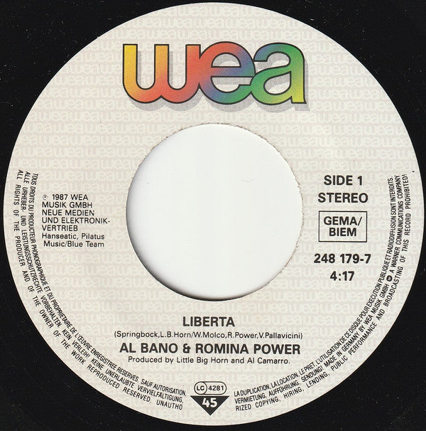 Al Bano & Romina Power : Libertà! (7", Single)
