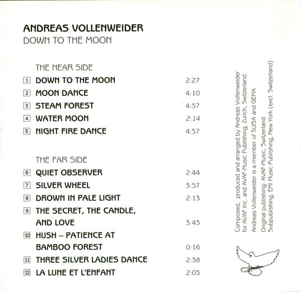 Andreas Vollenweider : Down To The Moon (CD, Album, RE)